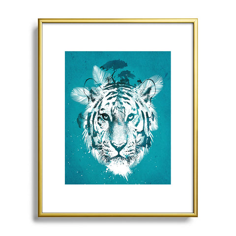 Robert Farkas White Tiger Metal Framed Art Print