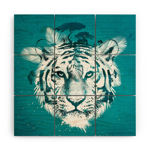 Robert Farkas White Tiger Wood Wall Mural