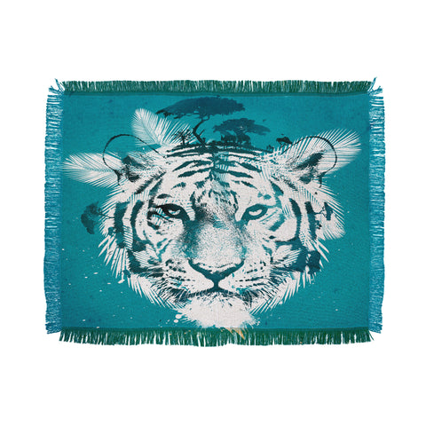 Robert Farkas White Tiger Throw Blanket