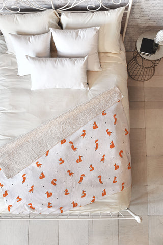 Robert Farkas Winter foxes Fleece Throw Blanket