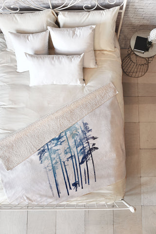 Robert Farkas Winter wolf Fleece Throw Blanket