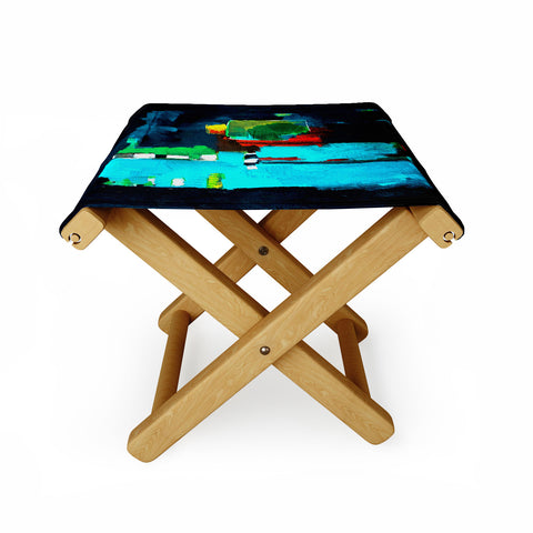 Robin Faye Gates Abstract Blue 1 Folding Stool