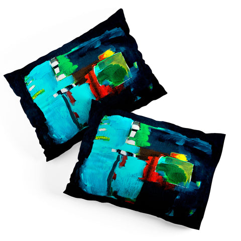 Robin Faye Gates Abstract Blue 1 Pillow Shams