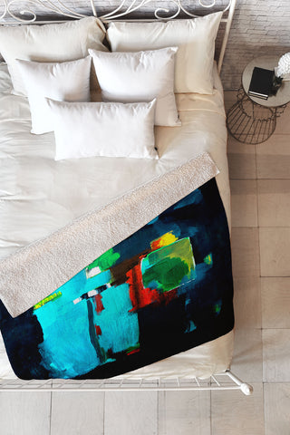 Robin Faye Gates Abstract Blue 1 Fleece Throw Blanket