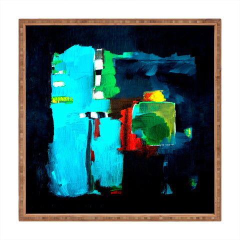 Robin Faye Gates Abstract Blue 1 Square Tray
