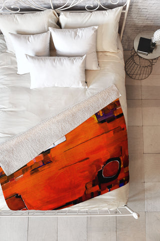 Robin Faye Gates Abstract Orange 1 Fleece Throw Blanket