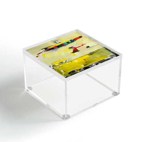 Robin Faye Gates Abstract Yellow Acrylic Box