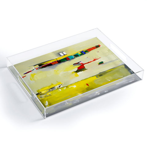 Robin Faye Gates Abstract Yellow Acrylic Tray