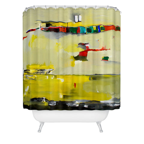 Robin Faye Gates Abstract Yellow Shower Curtain