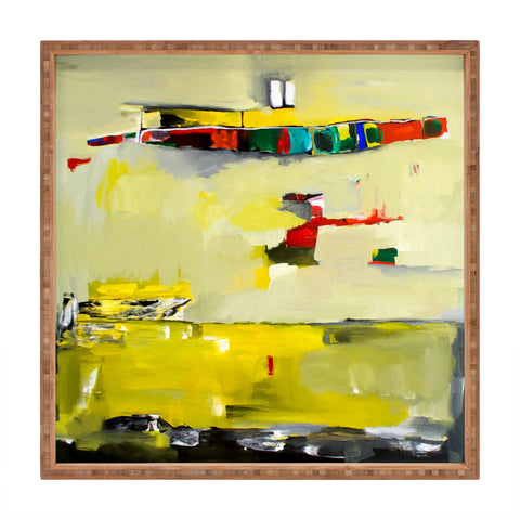 Robin Faye Gates Abstract Yellow Square Tray