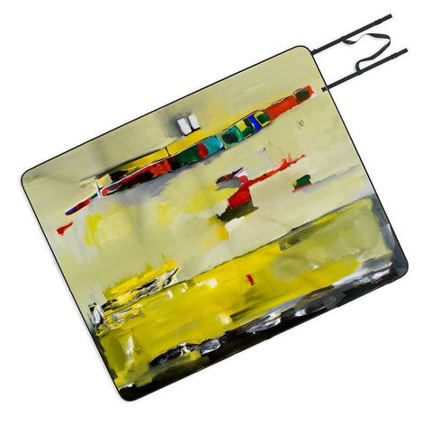 Robin Faye Gates Abstract Yellow Picnic Blanket