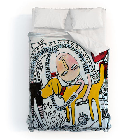 Robin Faye Gates Hug Your Dog Duvet Cover