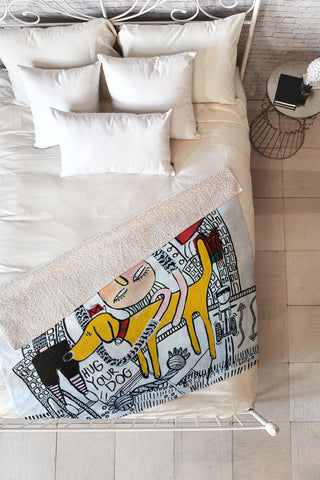 Robin Faye Gates Hug Your Dog Fleece Throw Blanket