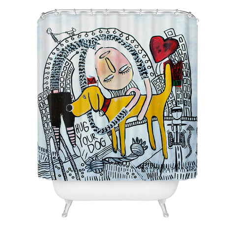 Robin Faye Gates Hug Your Dog Shower Curtain