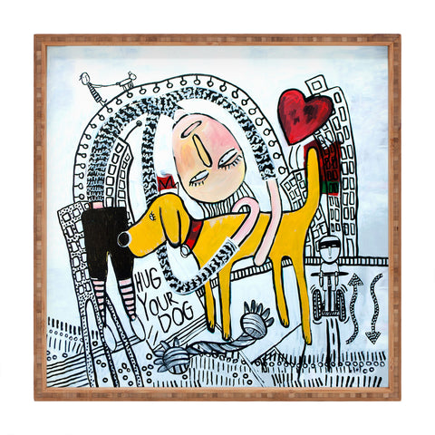 Robin Faye Gates Hug Your Dog Square Tray
