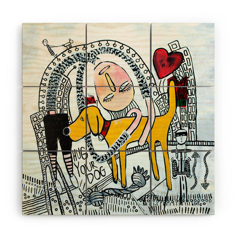 Robin Faye Gates Hug Your Dog Wood Wall Mural