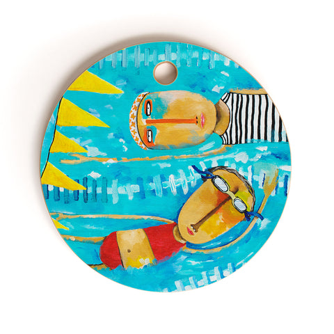 Robin Faye Gates Swimming Is Hard Cutting Board Round