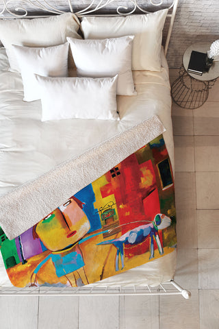 Robin Faye Gates Sylvia Needs Eggs Fleece Throw Blanket