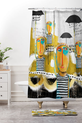 Robin Faye Gates Totally in Sync Except for Felix Who Was Late Shower Curtain And Mat