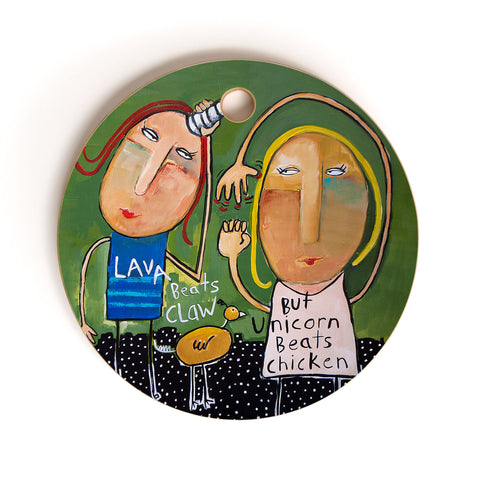 Robin Faye Gates Unicorn Winner Cutting Board Round