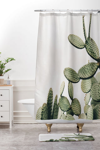 Romana Lilic  / LA76 Photography Cactus on blue sky Shower Curtain And Mat