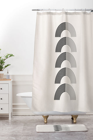 Rose Beck Black Rainbows Shower Curtain And Mat