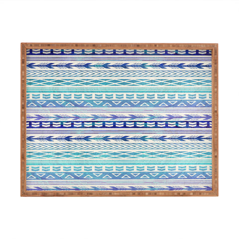 RosebudStudio boho blue pattern Rectangular Tray