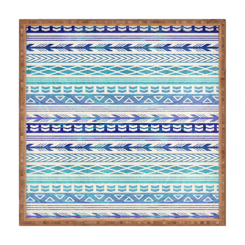 RosebudStudio boho blue pattern Square Tray