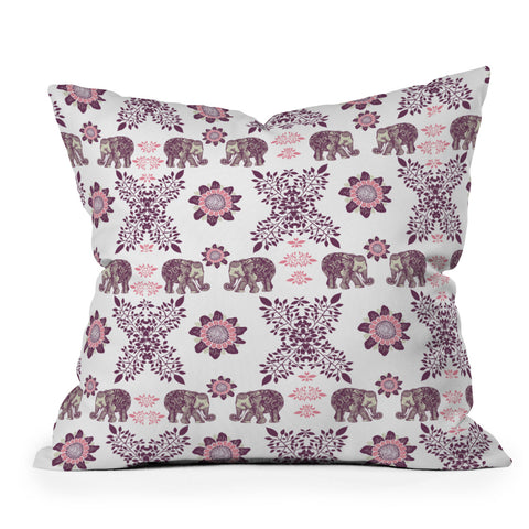 RosebudStudio Boho pink elephant Throw Pillow