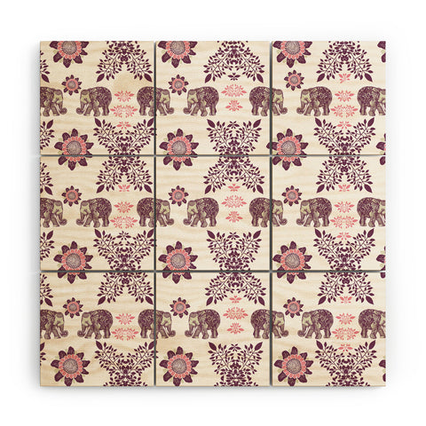 RosebudStudio Boho pink elephant Wood Wall Mural