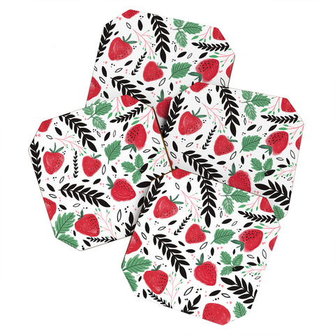 RosebudStudio Fields of strawberries Coaster Set