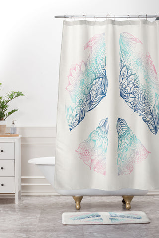 RosebudStudio Imagine Peace Together Shower Curtain And Mat