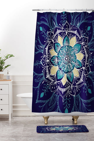 RosebudStudio Mandala Florals Shower Curtain And Mat