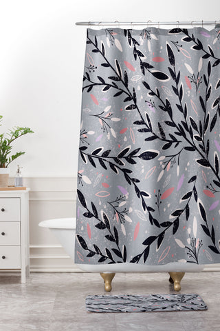 RosebudStudio Natural Florals Shower Curtain And Mat