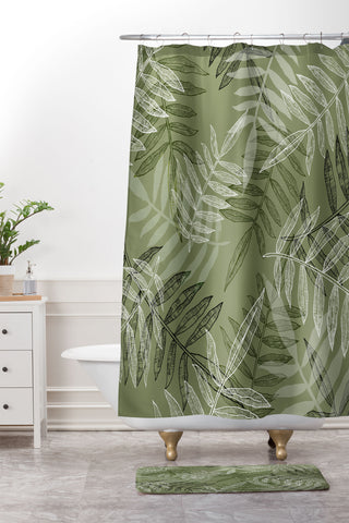 RosebudStudio Tropical Green Shower Curtain And Mat