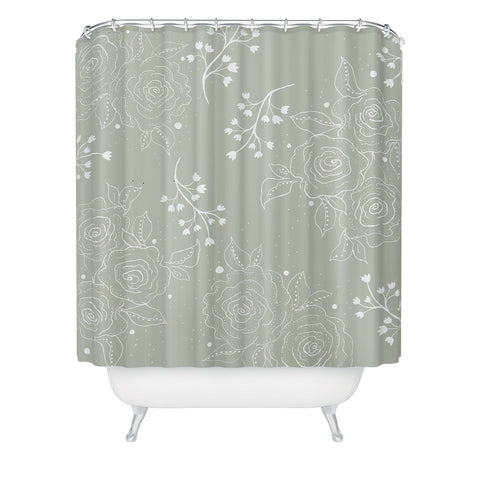 RosebudStudio White Roses Shower Curtain