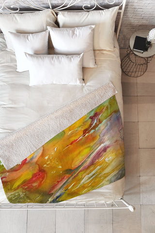 Rosie Brown Abstract 2 Fleece Throw Blanket