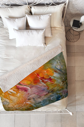 Rosie Brown Abstract 3 Fleece Throw Blanket