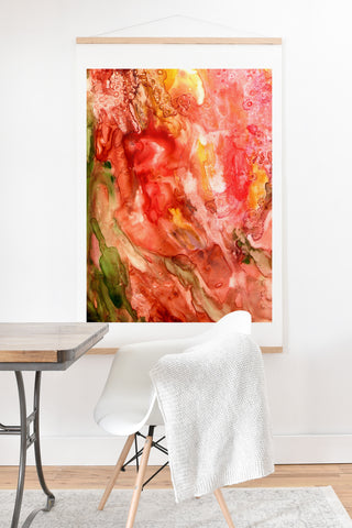 Rosie Brown Abstract Red Yupo Art Print And Hanger