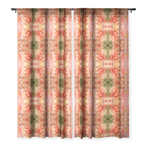 Rosie Brown Abstract Red Yupo Sheer Window Curtain