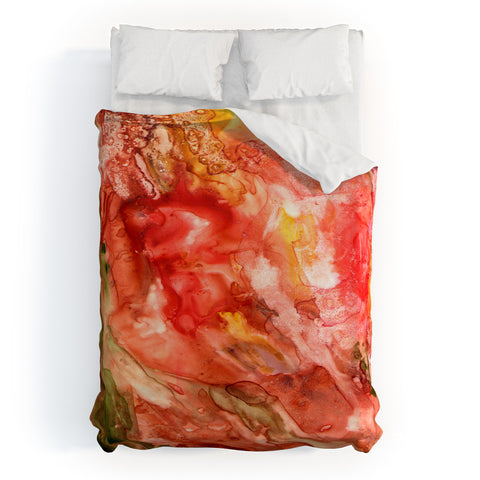 Rosie Brown Abstract Red Yupo Duvet Cover