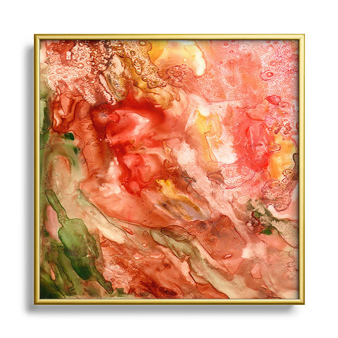 Rosie Brown Abstract Red Yupo Metal Square Framed Art Print
