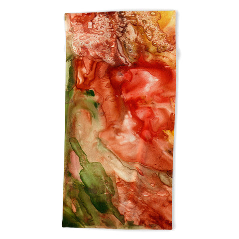 Rosie Brown Abstract Red Yupo Beach Towel