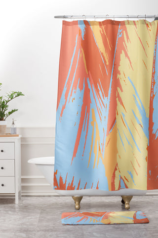 Rosie Brown Art Deco Palms Shower Curtain And Mat