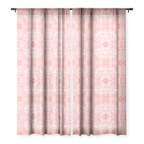 Rosie Brown Art Deco Pink Sheer Window Curtain