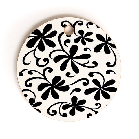 Rosie Brown Black on White Cutting Board Round