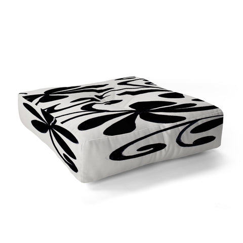 Rosie Brown Black on White Floor Pillow Square