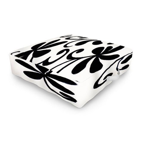 Rosie Brown Black on White Outdoor Floor Cushion