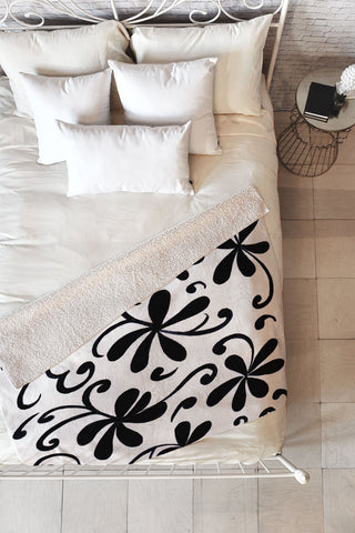 Rosie Brown Black on White Fleece Throw Blanket