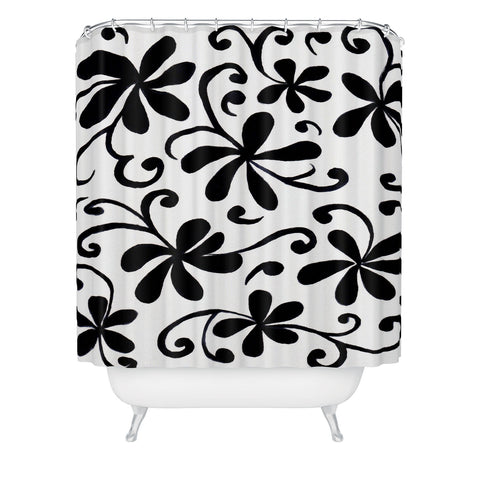 Rosie Brown Black on White Shower Curtain